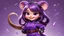 Placeholder: (cartoon), masterpiece, best quality, GadgetHackwrench,1girl, (minigirl),action pose, outside, mouse ears, purple jumpsuit with leather belt,tail, long hair, smiling,portrait, dutch nagle, particles, angry, solo, teeth, parted lips