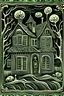 Placeholder: Linocut haunted house