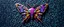 Placeholder: a qr code that looks like a space invader alien 3d voxel butterfly with colors from the rainbow spectrum