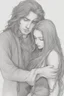 Placeholder: Dnd style, Young man hugging a woman with long hair from behind