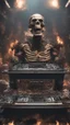 Placeholder: DJ of the damnded, insanely detailed DJ booth in hell, MID set, speakers and equipment made of bone, anatomically correct, add more skulls in th audience, photorealism, vray, 8k 3d