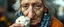 Placeholder: close up portrait of the sweetest soulfull magical old woman with no makeup eating ice cream with her big pointy nose