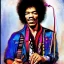 Placeholder: a realistic portrait of Jimi Hendrix at a turntable with headphones on being a DJ, vivid color