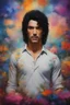 Placeholder: Paul Stanley/Elvis Presley/Keanu Reeves/Jon Bernthal mugshot, Planet of the Vulcans, multicolored, large, floral designs, atmospheric, beautiful, oil painting by Frank Frazetta, 4k UHD, Photorealistic, professional quality