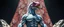 Placeholder: brilliant detailed full figure portrait disco glittery slug alien fluffy muscle man dino anime in the style of Escher and Giger in front of dented marble tower of glitter