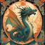 Placeholder: Bordered digital illustration of a Dragon Emperor by Victo Ngai. Art nouveau, Tarot card, Hanafuda.behance contest winner. High quality, masterpiece.