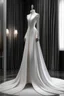 Placeholder: Luxurious white wedding dress made of very long white leather