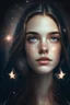 Placeholder: A very beautiful and attractive girl with a symmetrical face, with stars behind her