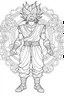 Placeholder: outline art An evolved Goku.Naruto.cinematic lighting, high resolution 3D render art coloring pages with witch, white background, Sketch style, full body, use outline, Mandala style, clean line art, white background, no shadows and clear and well