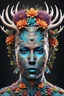 Placeholder: 3D rendering of Expressively detailed and intricate of a hyperrealistic “human head”: front view, colorful, antler, tribalism, detailed with flowers, shamanism, cosmic fractals, dystopian, octane render, 8k post-production, dendritic, artstation: award-winning: professional portrait: atmospheric: commanding: fantastical: clarity: 16k: ultra quality: striking: brilliance: stunning colors: amazing depth