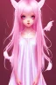 Placeholder: Loli wearing long nightgown, hands behind back, wholesome, innocent, long pink hair, tilted head