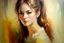 Placeholder: classic french style oil painting of a young woman, brush strokes