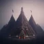 Placeholder: a old huge pyramid in the mountains with a tiny city, tilt shift, scary, steam punk, realistic, made in octane, cinematic, ultra-realistic, extremely detailed octane rendering, 8K, VRAY Super Real ar 2:3, dof photorealistic futuristic 50mm lens hard lighting dark gray tintype photograph, realistic lighting, sepia color