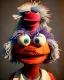 Placeholder: Portrait, hybrid character, waitress woman with monster muppet mask that covers her entire head, retro style, Sesame Street style, smooth, unreal engine 5, god lights, ray tracing, RTX, lumen lighting, ultra detail, volumetric lighting, 3d.