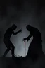 Placeholder: a distressing, abstract image of two shadows preparing to fight to a bloody death