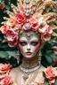 Placeholder: Photography artistic art luxury epic adorned carnival,gemstone shappire diamonds headpieces molusk shell microworld planty,flowers,photography realistic fantastical artwork vizualise carnival Molusk shell,decoration engrave potrait beautiful organic lines big flowers roses floral motifs