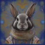 Placeholder: girl rabbit with blue third aye, aboriginal, dot painting, indiginous, dot, mud, dream-time, abstract, dots, natural pigment, extremely sharp detail, finely tuned detail, ultra high definition, 8 k, unreal engine 5, ultra sharp focus, art germ and Paul Lewin and Kehinde Wiley