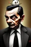 Placeholder: mr bean as the mafia godfather, 4k, trending art, weird perspective, realism, spray paint, chalk