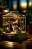 Placeholder: macro photo of Chihuahua in dog house on isometric model on beautiful luxury kitchen table,luxury lamp, glass walls and tunnels in isometric perspective, photo-realistic, shot on Hasselblad h6d-400c, zeiss prime lens, bokeh like f/0.8, tilt-shift lens 8k, high detail, smooth render, down-light, unreal engine 5, cinema 4d, HDR