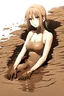 Placeholder: Anime girl sinks in brown opaque grainy mud
