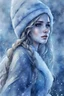 Placeholder: watercolor drawing of a Russian snow maiden girl with an icy face with a well-drawn face on a white background, Trending on Artstation, {creative commons}, fanart, AIart, {Woolitize}, by Charlie Bowater, Illustration, Color Grading, Filmic, Nikon D750, Brenizer Method, Perspective, Depth of Field, Field of View, F/2.8, Lens Flare, Tonal Colors, 8K, Full-HD, ProPhoto RGB, Perfectionism, Rim Lighting, Natural Lighting, Soft Lighting, Accent Lighting,