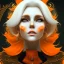 Placeholder: fantasy setting, woman, orange and white hair, wavy hair, freckles, ranger, more orange hair, more white hair, longer white hair, black clothes