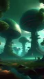 Placeholder: sci fi planet, cyber town, alien trees