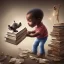 Placeholder: African American baby boy architect with books