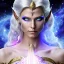 Placeholder: cosmic mage, elf, female, battle mage, epic, cosmic magic, long ears, white hair, face details, pale skin, jewellery, broad shoulders, glowing eyes, sharp ears, cosmic clothes, bright eyes, cosmic eyes, ears shown, light out of eyes, the cosmos in eyes, stars in eyes, shining eyes, small jaw