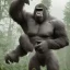 Placeholder: huge giant upright human hybrid gorilla, grey black, destroying a tree in forest, bigfoot, angry, big muscles