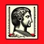 Placeholder: greek statue portrait logo bauhaus, stamp. Risography.