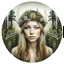 Placeholder: realistic like a photo light colours mandala woman who is muschroom forest fern