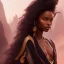 Placeholder: A handsome man with dark hair and a black woman with long hair, fantasy setting, ethereal, soft lighting