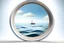 Placeholder: white,background,looking,through,a 3-d, hole,or,window,,a,seeing into an,ocean,with,sailing,boat