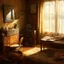 Placeholder: Very old stuff in a room, wide angle view, nostalgia, '50 style, artistic but hyperrealistic rendering