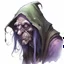 Placeholder: dnd, night hag, illustration, water colour, artstation, portrait, head, old, ugly, big nose, disgusting