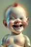 Placeholder: kewpie doll smiling, 3D, hyper-realistic