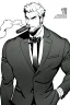 Placeholder: businessman smoke cigar in the dark, greyscale