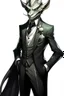 Placeholder: A silver Dragonborn from dnd wearing a tuxedo