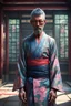 Placeholder: zenmaster in a zentemple in japan, a hipster of 30 years, tattood body arms, Mysterious, award - winning, by greg rutkowski, the style of David Hockney, sunny, yukata, artstation hyperrealism painting concept art of detailed character design matte painting, 4 k resolution blade runner