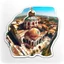 Placeholder: aerial view art novel artwork of a byzantine cathedral as a sticker