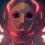 Placeholder: Mystery red meat mask, dramatique, art background, dramatic lighting, volumetric lighting, hyperrealisme, 8k, high quality, lot of details, fit within portrait