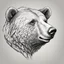 Placeholder: funny bear head from profile, extreme low detail sketch with strong contrast, monochromatic outline stamp