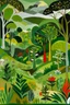 Placeholder: An olive green meadow with plants and trees painted by Stuart Davis