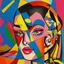 Placeholder: a painting of a woman with a colorful face, a cubist painting by Romero Britto, featured on pixiv, cubism, picasso, cubism, fauvism