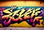 Placeholder: a graffiti mural wall with the word cell street fighter 6 style