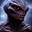 Placeholder: Evil humanoid alien with dark rough skin with scales, concept art, hyper realistic, photorealistic