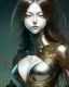 Placeholder: Detailed anime Kunoichi girl, long brown hair, green eyes, black latex bodysuit, intricate detail, portrait, keep head in frame, smile, black Japanese motif, concept art, highly detailed, digital painting, concept art, sharp focus, illustration, art by Yoji Shinkawa, WLOP and greg rutkowski and alphonse mucha and artgerm and yanjun Chen and Junji ito and Makoto Shinkai, HDR, octane render