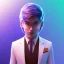 Placeholder: man, cute face, white highlight hair, brown eye, white, skin, purple suits, futuristic, science, purple, blue, dark pink background lighting, technology, profile, asian boy, square face, orange backlight, pug