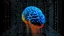 Placeholder: A digital photography by Moebius and Sorayama of a digital brain in a digital matrix. Colors are blue and orange.